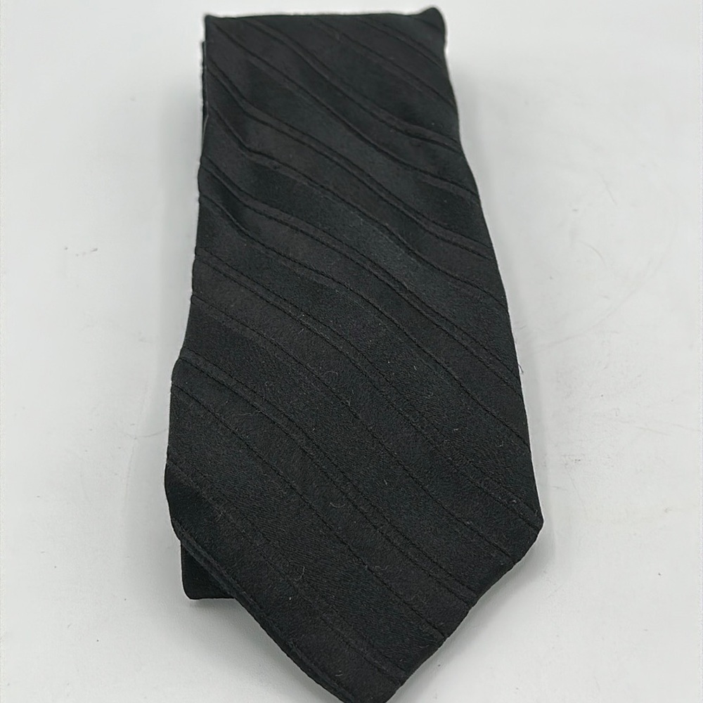Merona 100 Silk Black Striped Tie